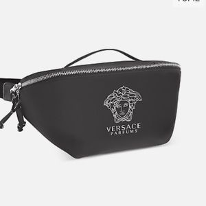 Versace Fragrance Fanny Pack Bag Medium Vegan Leather Black/Silver NEW SEALED